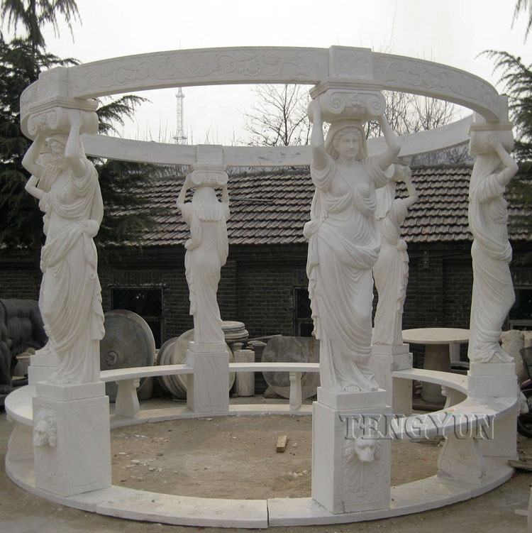 Pavillon de belvédère de statue de marbre en gros